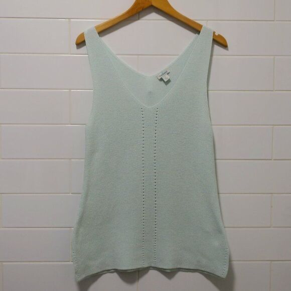 SUNDANCE BAYLEE KNIT SWEATER VEST sleeveless blue S vneck breezy coastal beach - Picture 1 of 8